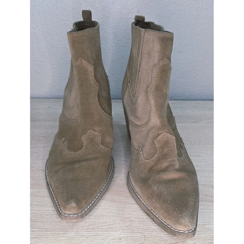 Sam Edelman Winona Western Booties Hazelnut Brown Suede Pointed‎ Toe Ankle Boots